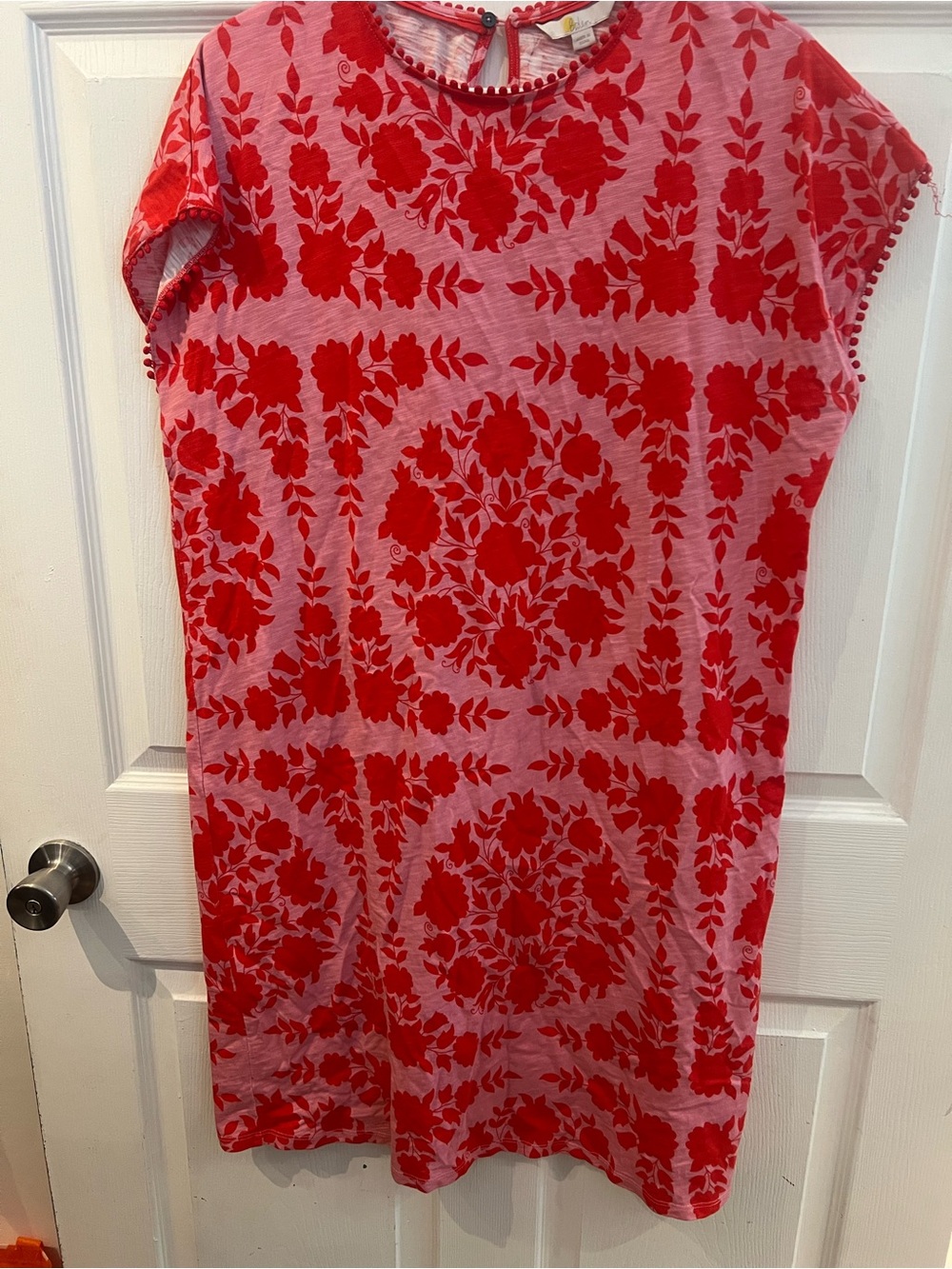 Boden Red Floral Mini Shift Dress sz 14